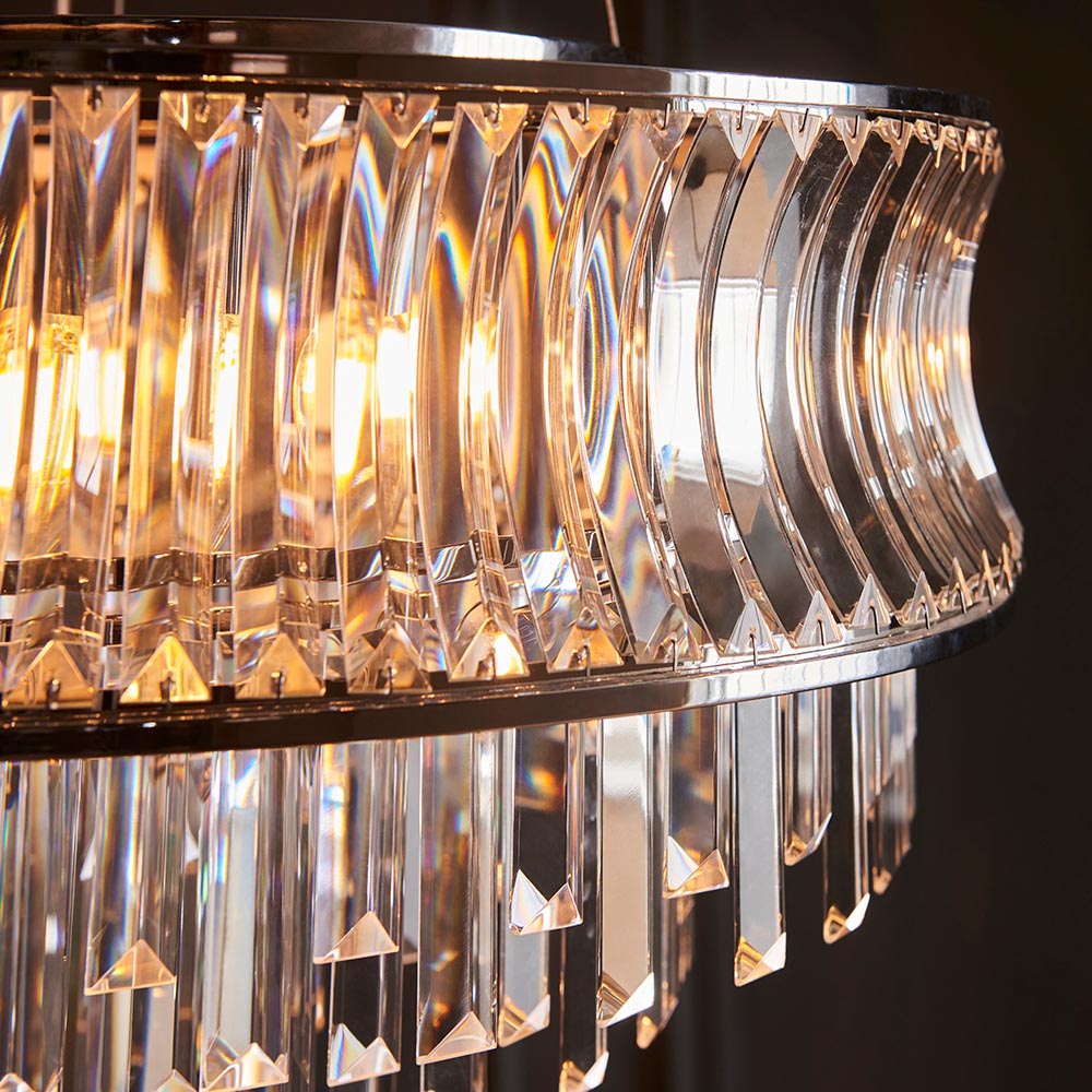 Bemidji 9 Light Crystal Clear Pendant Ceiling Light In Bright Nickel