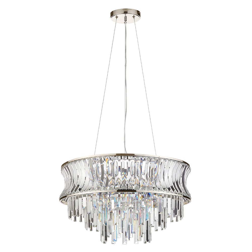 Bemidji 9 Light Crystal Clear Pendant Ceiling Light In Bright Nickel