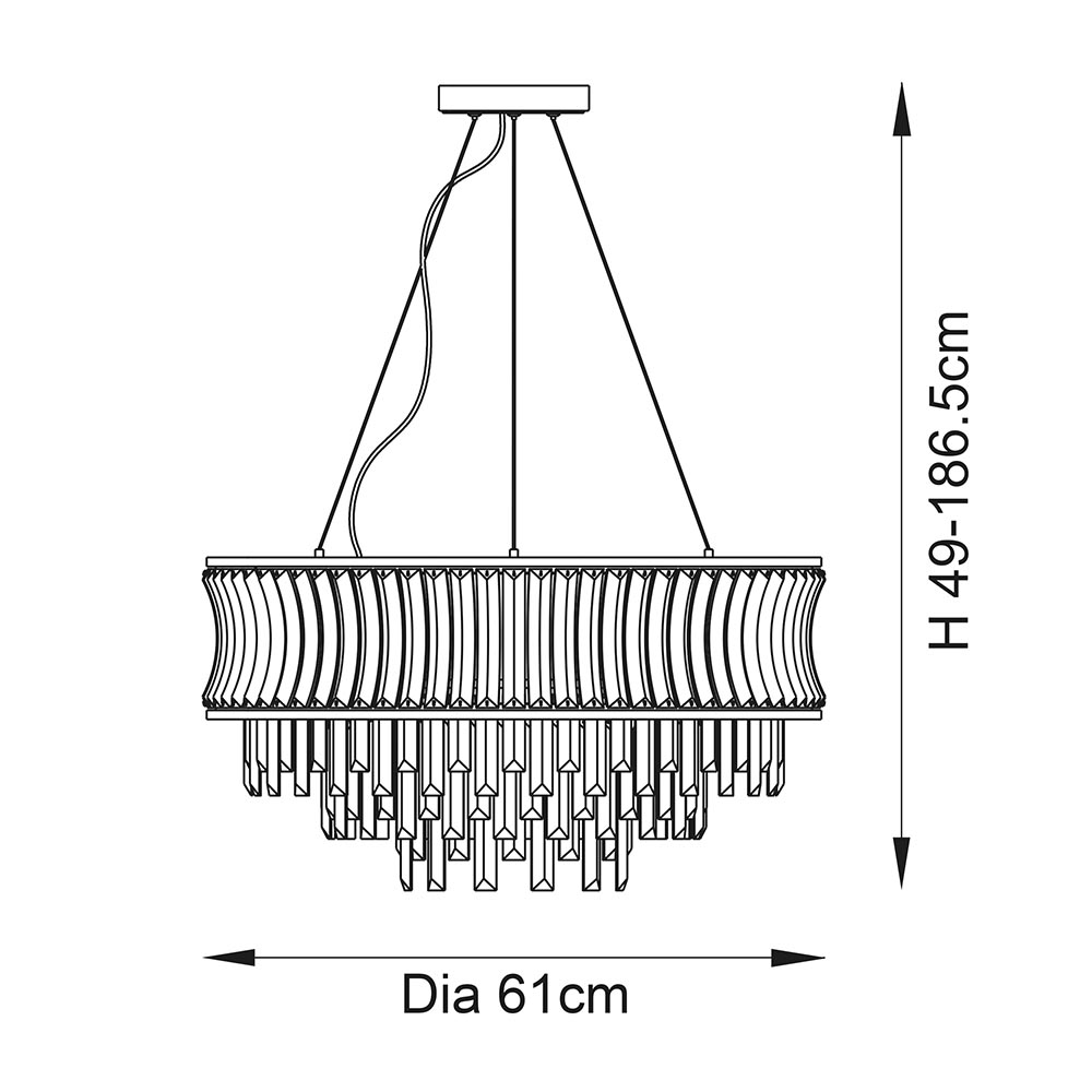 Bemidji 9 Light Crystal Clear Pendant Ceiling Light In Brushed Brass