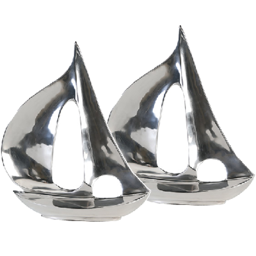 Bemidji Small Aluminium Set Of 2 Decorative Boat in Silver