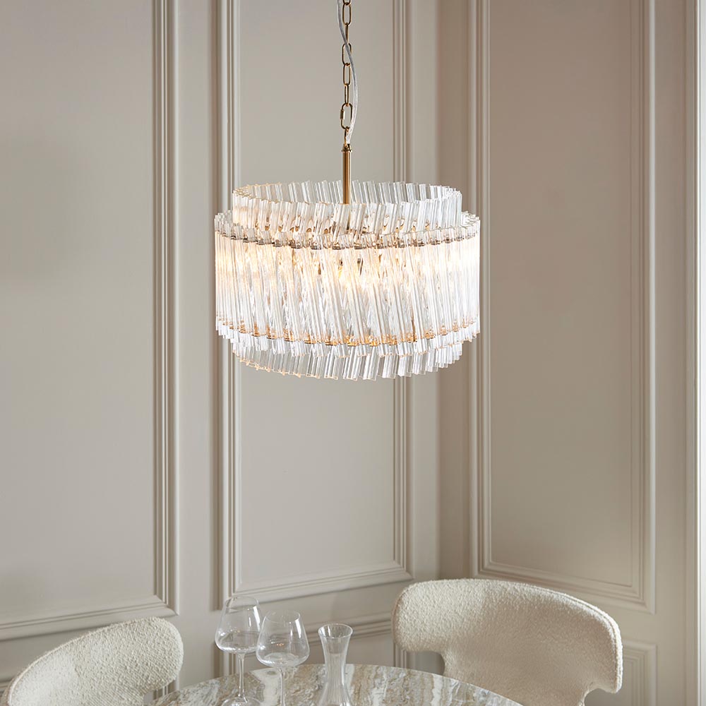 Bemidji 3 Light Clear Glass Pendant Light In Brushed Aged Brass