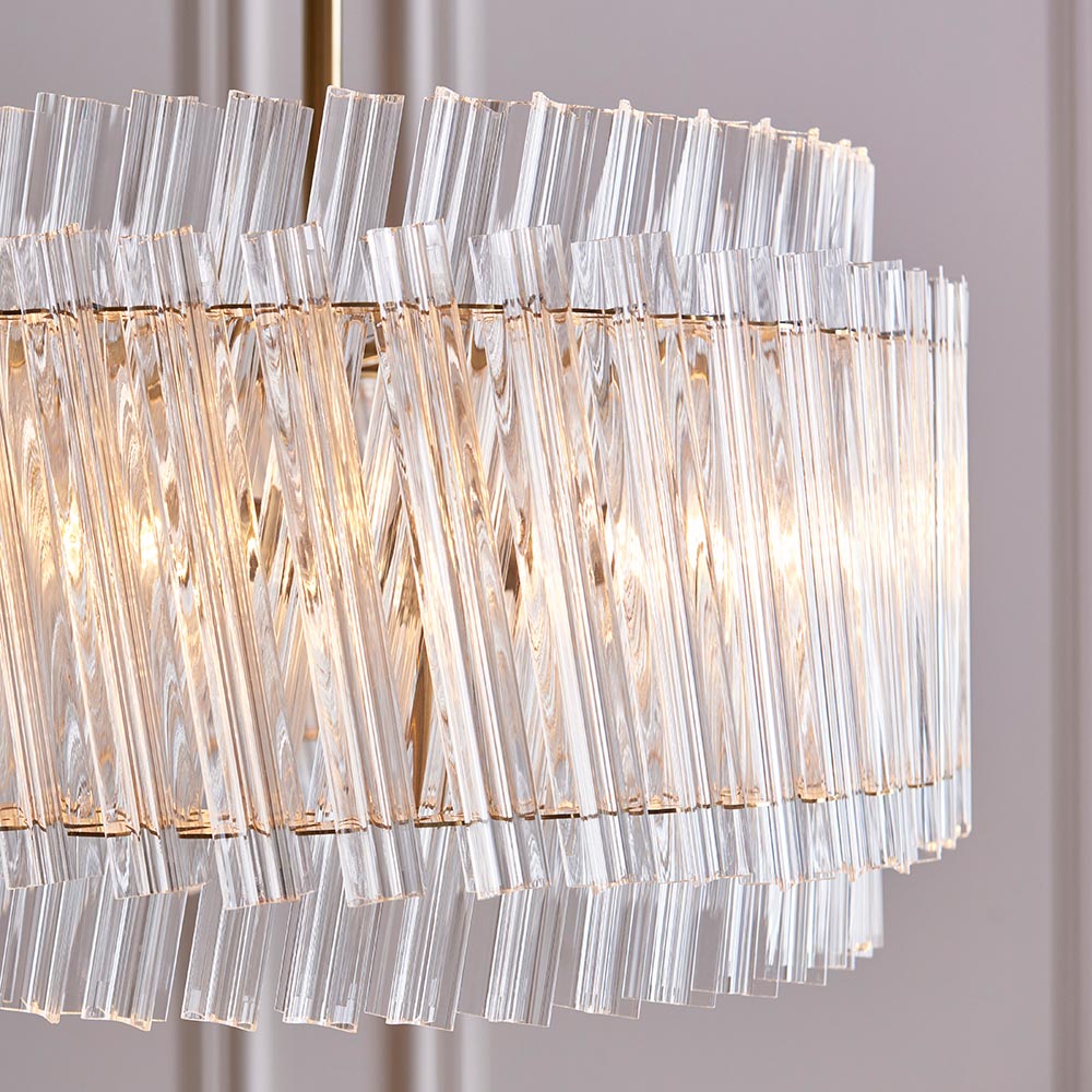 Bemidji 3 Light Clear Glass Pendant Light In Brushed Aged Brass