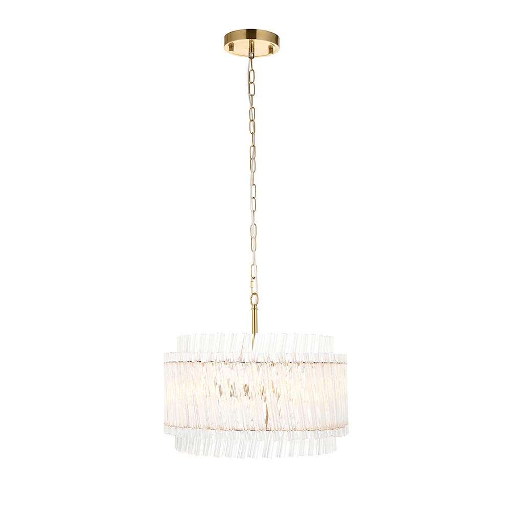 Bemidji 3 Light Clear Glass Pendant Light In Brushed Aged Brass