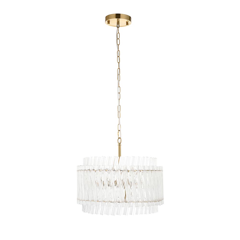 Bemidji 3 Light Clear Glass Pendant Light In Brushed Aged Brass