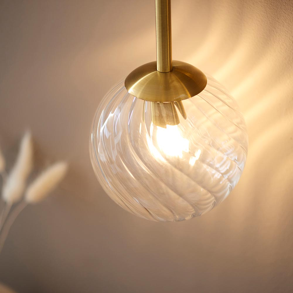 Bemidji Clear Glass Round Wall Light In Brass