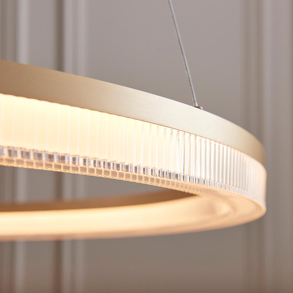 Bemidji LED Round Metal Pendant Light In Brushed Gold Plated