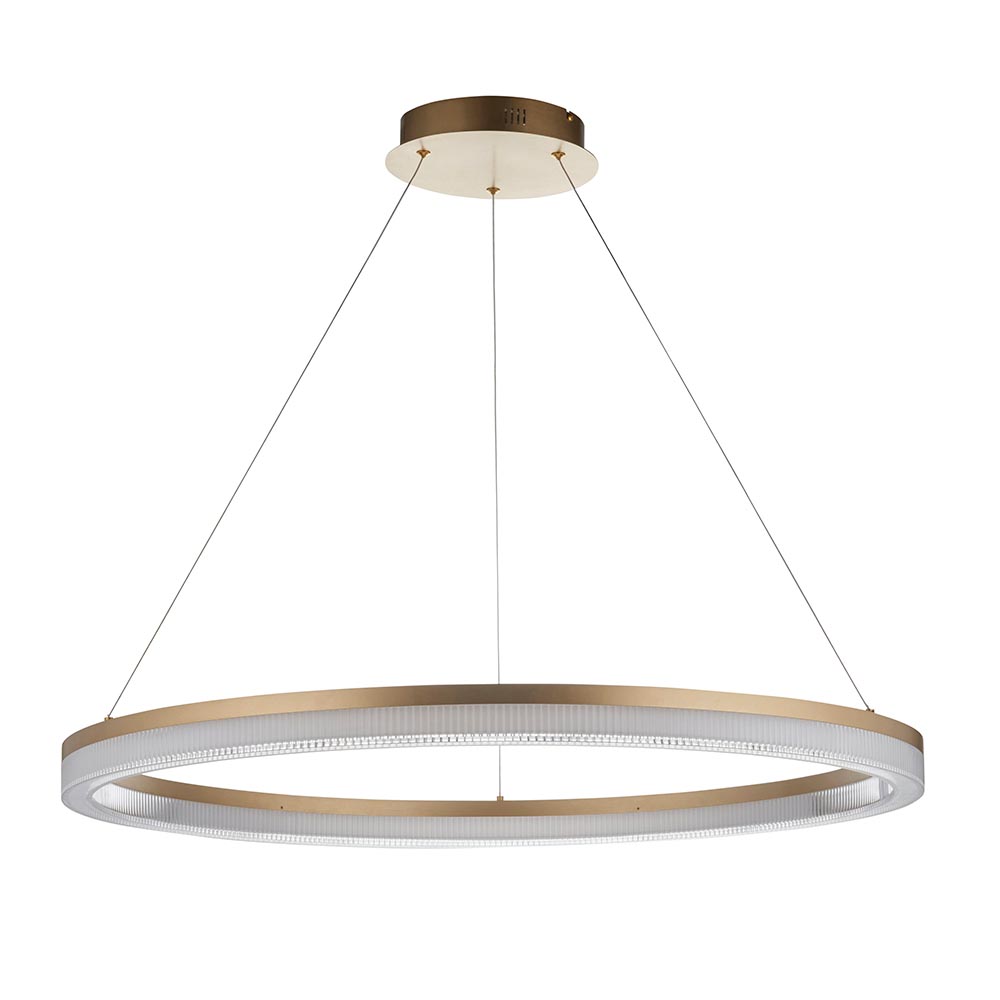 Bemidji LED Round Metal Pendant Light In Brushed Gold Plated