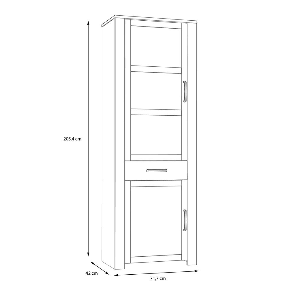 Bemidji LED Wooden Display Cabinet With 1 Drawer In Grey Oak
