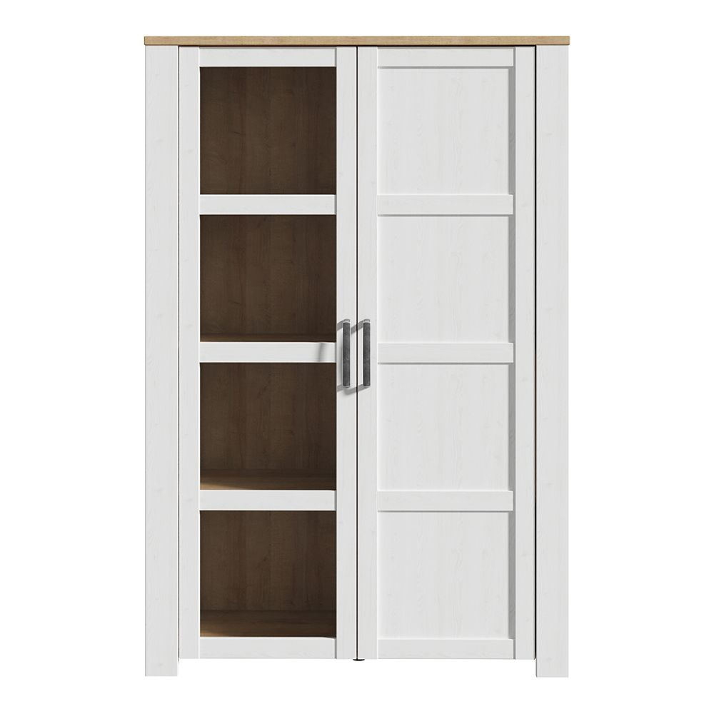 Bemidji LED Wooden Display Cabinet With 2 Doors In White And Oak