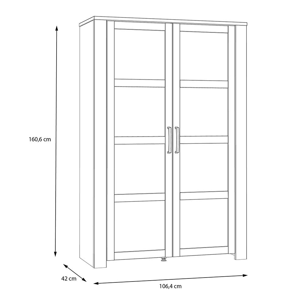 Bemidji LED Wooden Display Cabinet With 2 Doors In White And Oak