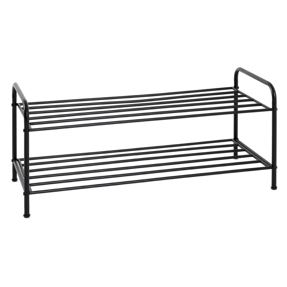 Bemidji Metal Shoe Rack With 2 Shelves In Black