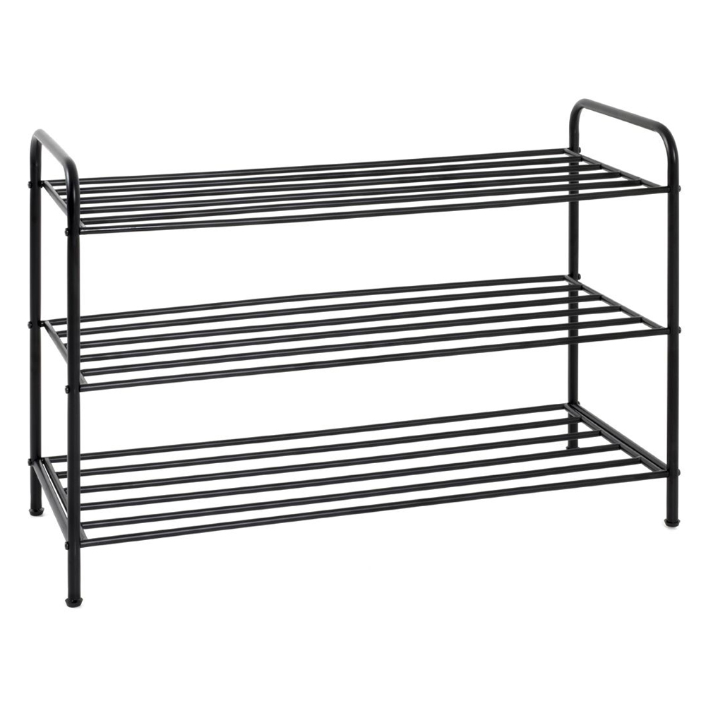 Bemidji Metal Shoe Rack With 3 Shelves In Black