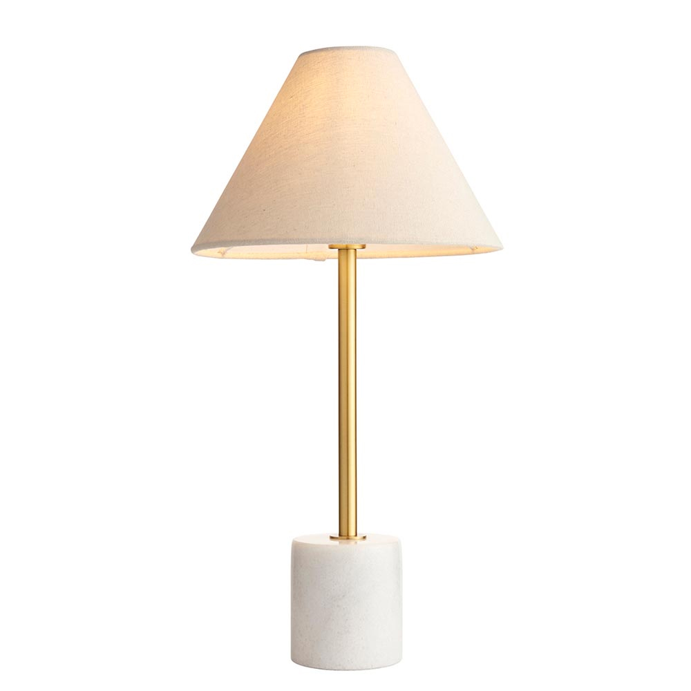 Bemidji Natural Linen Fabric Shade Table Lamp In Brass