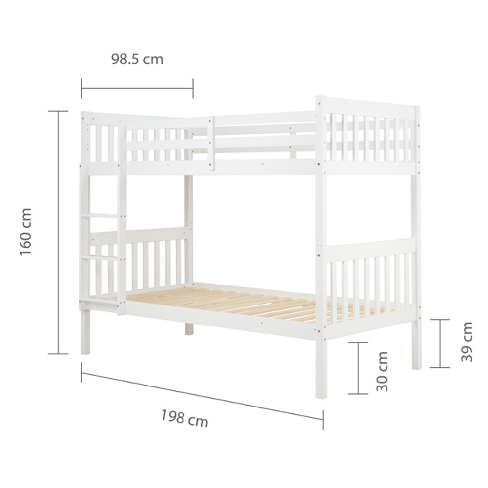 Bemidji Wooden Bunk Bed In White