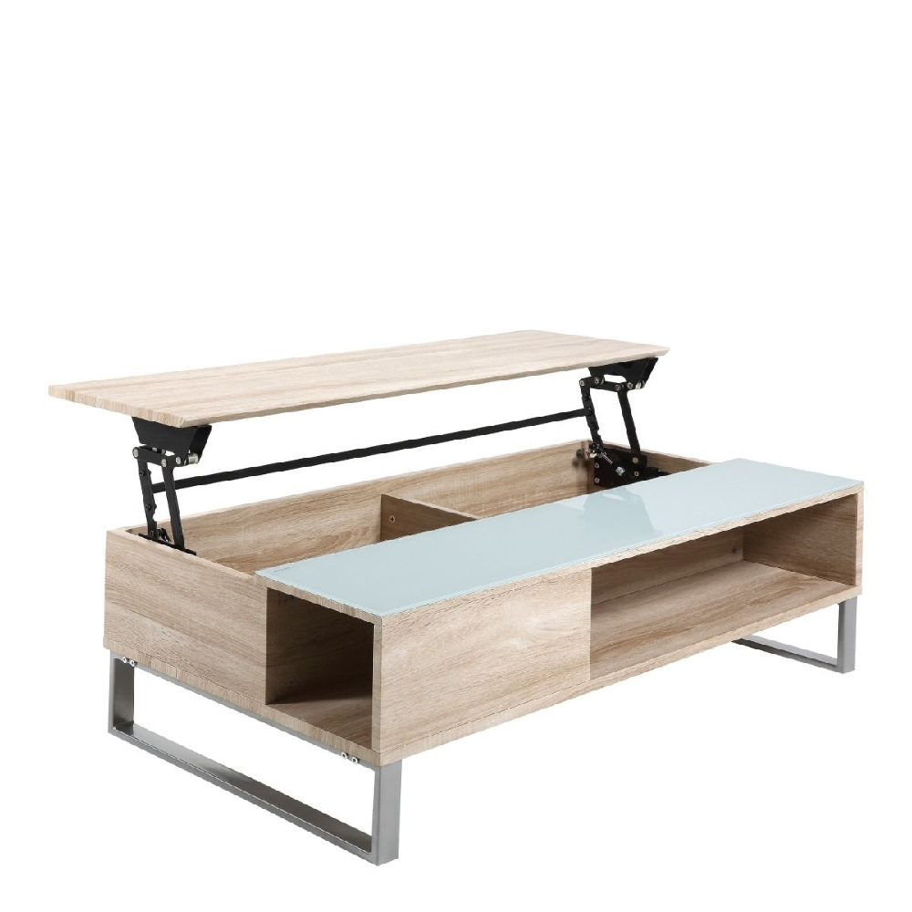Bend Lift Up Wooden Coffee Table In Oak And White