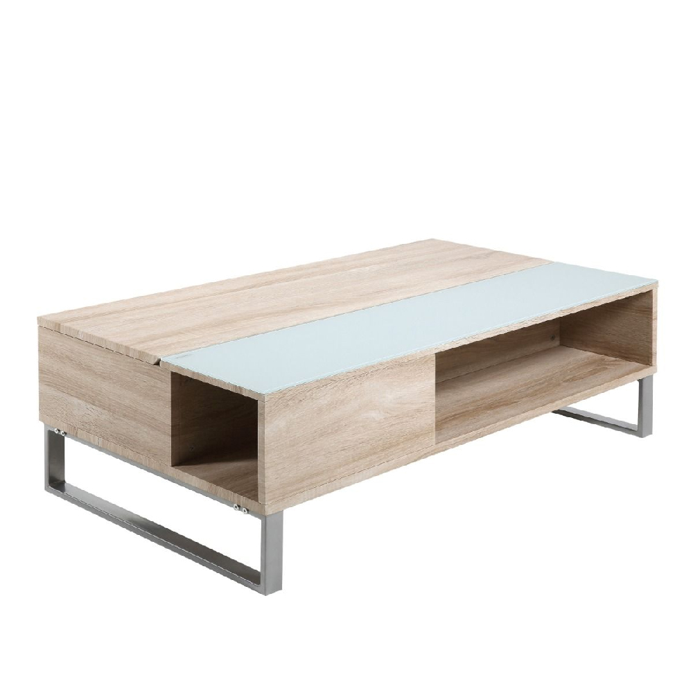 Bend Lift Up Wooden Coffee Table In Oak And White