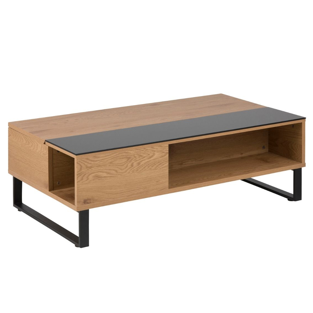 Bend Wooden Lift Up Coffee Table In Black And Oak