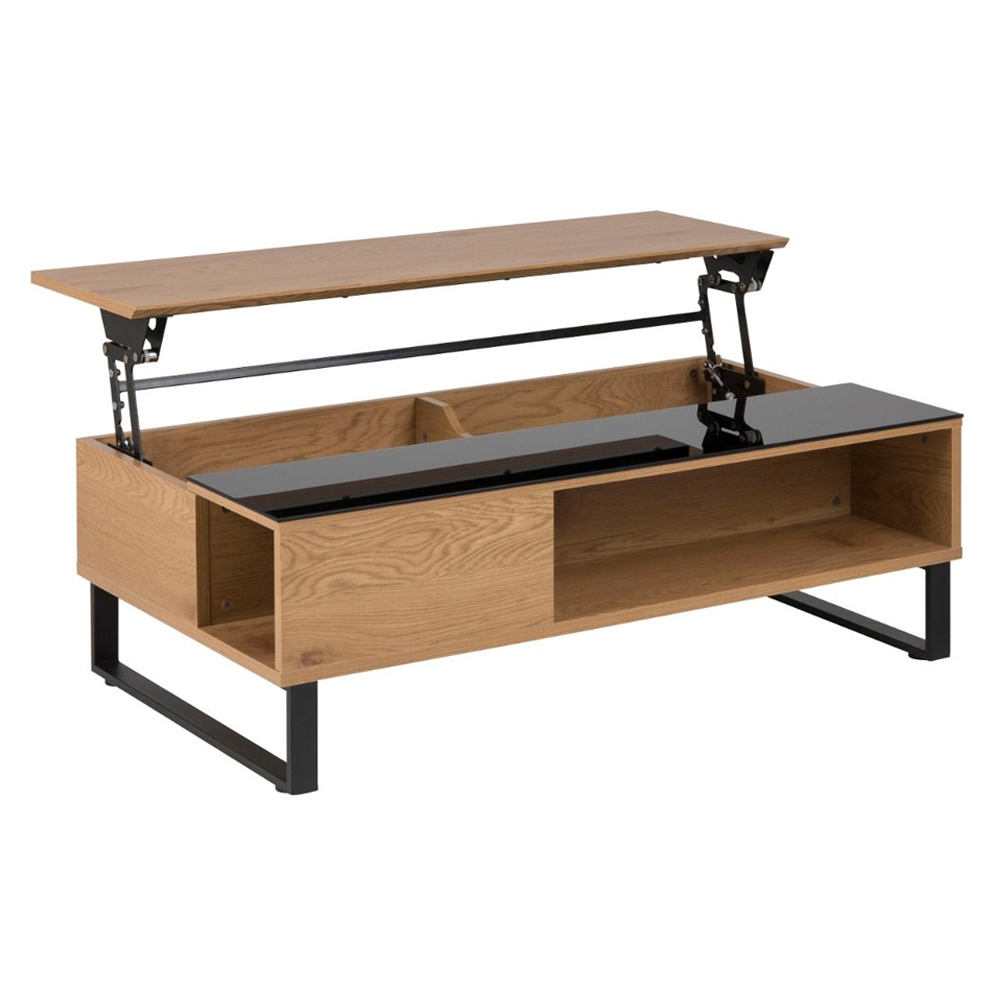 Bend Wooden Lift Up Coffee Table In Black And Oak