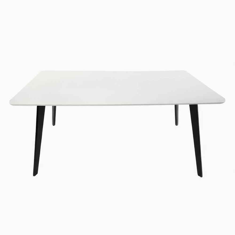 Benecia Large Wooden Dining Table in White and Black