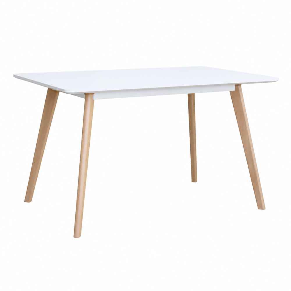 Benecia Small Wooden Dining Table in White and Beech