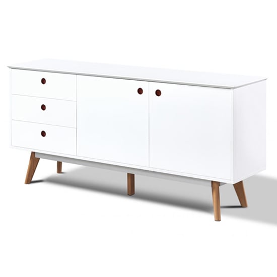 Product photograph of Benecia Wooden Sideboard With 2 Doors And 3 Drawers In White from Furniture in Fashion