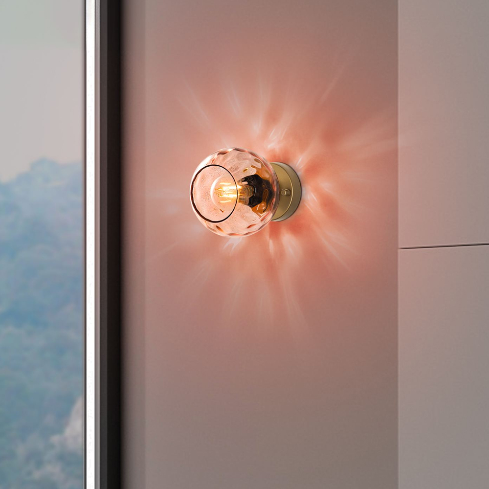Benek Metal Wall Light in Pink and Gold