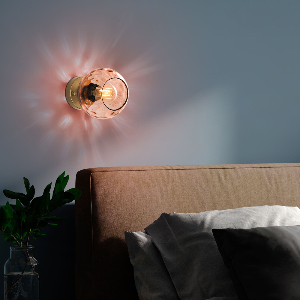 Benek Metal Wall Light in Pink and Gold