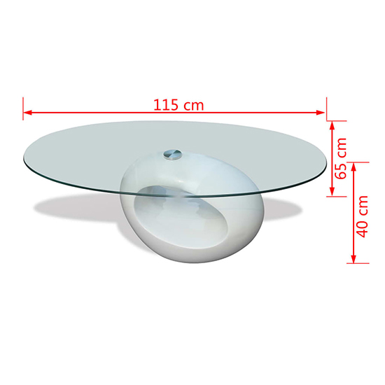 Benek Oval Glass Coffee Table With High Gloss White Base_4
