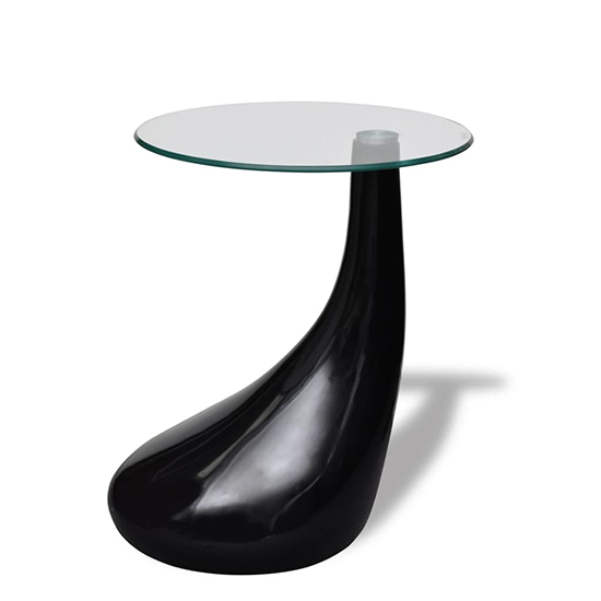 Benek Round Glass Coffee Table With High Gloss Black Base_2