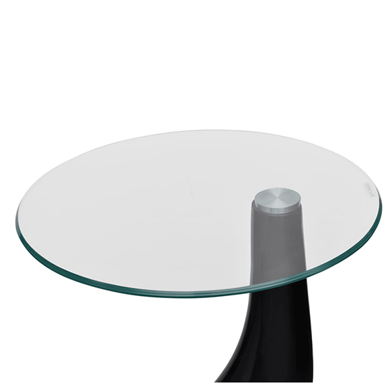 Benek Round Glass Coffee Table With High Gloss Black Base_4