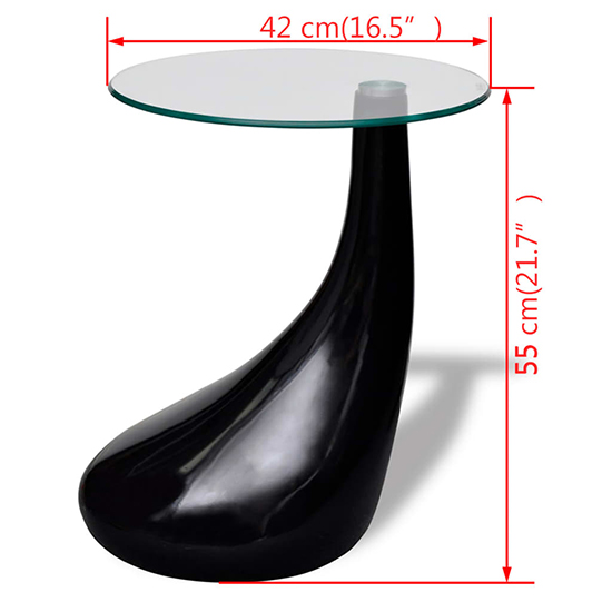 Benek Round Glass Coffee Table With High Gloss Black Base