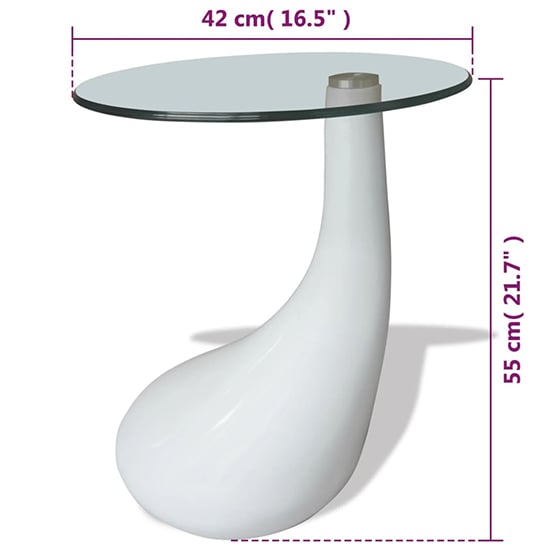 Benek Round Glass Coffee Table With High Gloss White Base_7