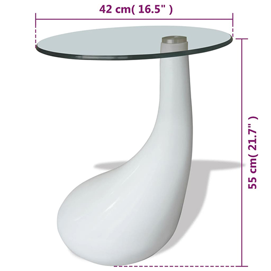 Benek Round Glass Coffee Table With High Gloss White Base