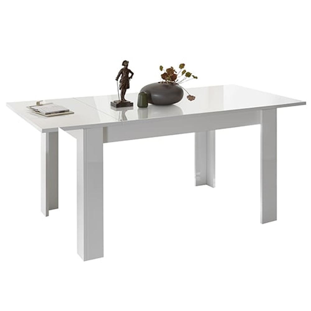 Product photograph of Benetti High Gloss Extending Dining Table In White from Furniture in Fashion
