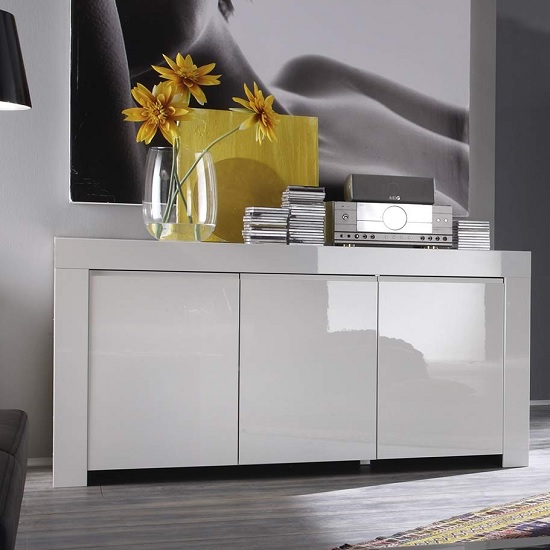 Photo of Benetti sideboard in white high gloss with 3 doors