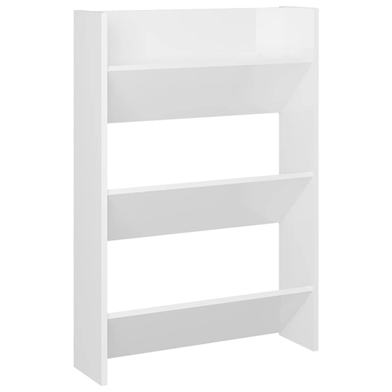 Benicia Wall High Gloss Shoe Cabinet With 3 Shelves In White_2