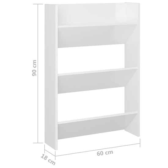 Benicia Wall High Gloss Shoe Cabinet With 3 Shelves In White_4