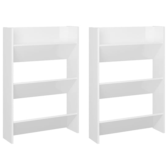 Benicia Wall High Gloss Shoe Cabinet With 6 Shelves In White_2