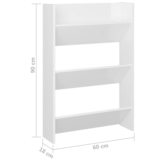 Benicia Wall High Gloss Shoe Cabinet With 6 Shelves In White_5