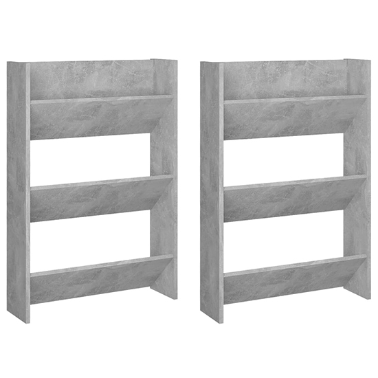Benicia Wall Shoe Cabinet With 6 Shelves In Concrete Effect