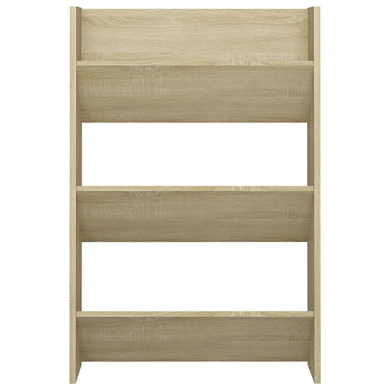 Benicia Wall Wooden Shoe Cabinet With 3 Shelves In Sonoma Oak
