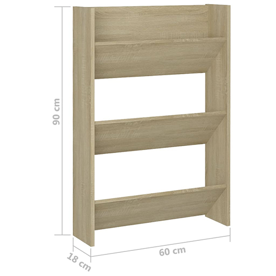 Benicia Wall Wooden Shoe Cabinet With 3 Shelves In Sonoma Oak