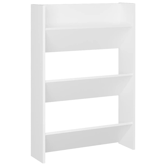 Benicia Wall Wooden Shoe Cabinet With 3 Shelves In White