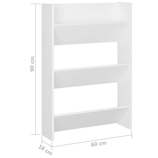 Benicia Wall Wooden Shoe Cabinet With 3 Shelves In White_4