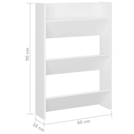 Benicia Wall Wooden Shoe Cabinet With 3 Shelves In White