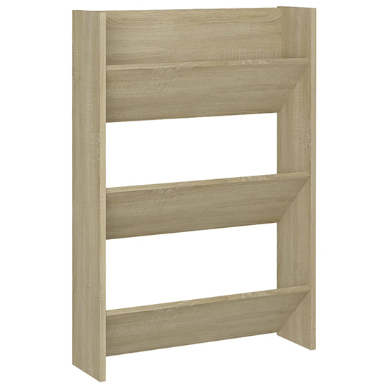 Benicia Wall Wooden Shoe Cabinet With 6 Shelves In Sonoma Oak