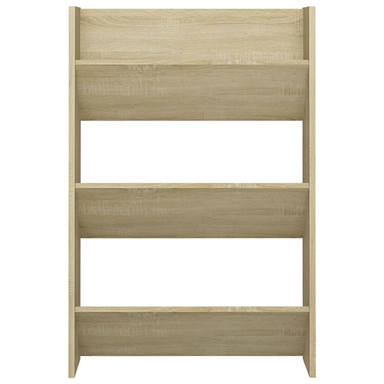 Benicia Wall Wooden Shoe Cabinet With 6 Shelves In Sonoma Oak