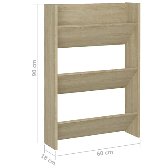 Benicia Wall Wooden Shoe Cabinet With 6 Shelves In Sonoma Oak