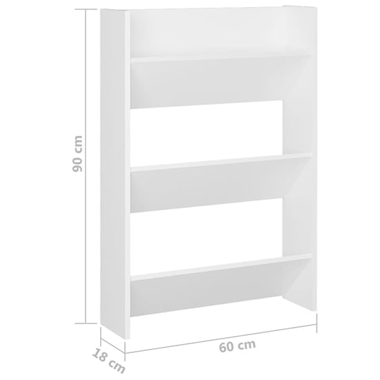 Benicia Wall Wooden Shoe Cabinet With 6 Shelves In White