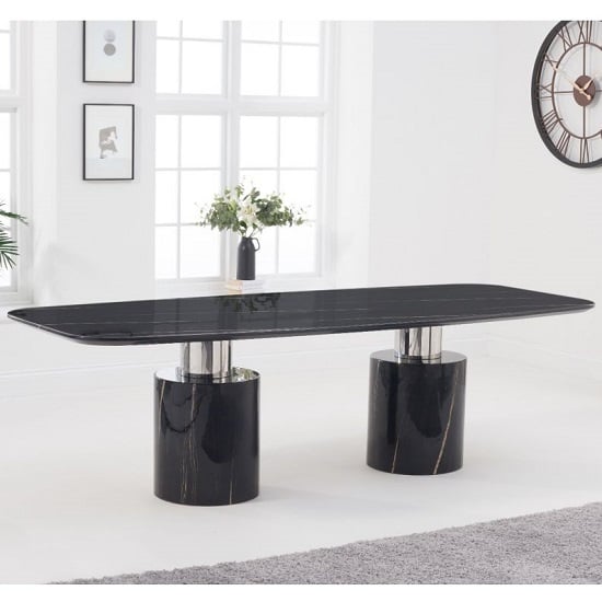 Adolane 260cm High Gloss Marble Dining Table In Black_2